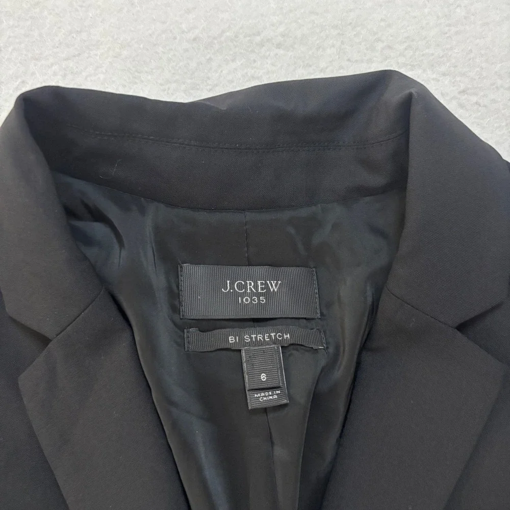 J.Crew 1035 Bi-Stretch Wool Blazer Black Two-Button Jacket 95961 Womens 6